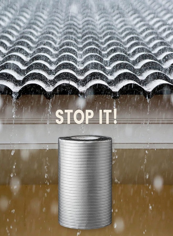 Jolfay Waterproof Aluminum Foil Rubber Tape Flashing Leak Proof Patch For Outdoor Roof Flashing, Surface Crack, Pipe Repair gutters, down spouts, boats(10 CM x5M Silver) - Image 5